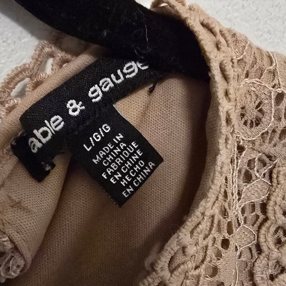 Able and Gauge Brown Lace Dress Tank Top Shirt Women's Size Large - Picture 6 of 6
